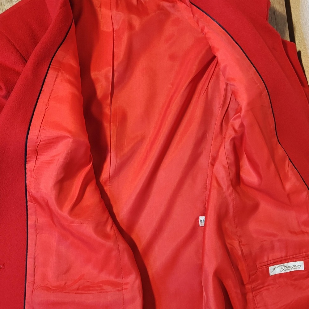 Vintage Norm Thompson Blazer Womens 12 Red Cashmere Shoulder Pads USA Made 80s - Picture 6 of 14